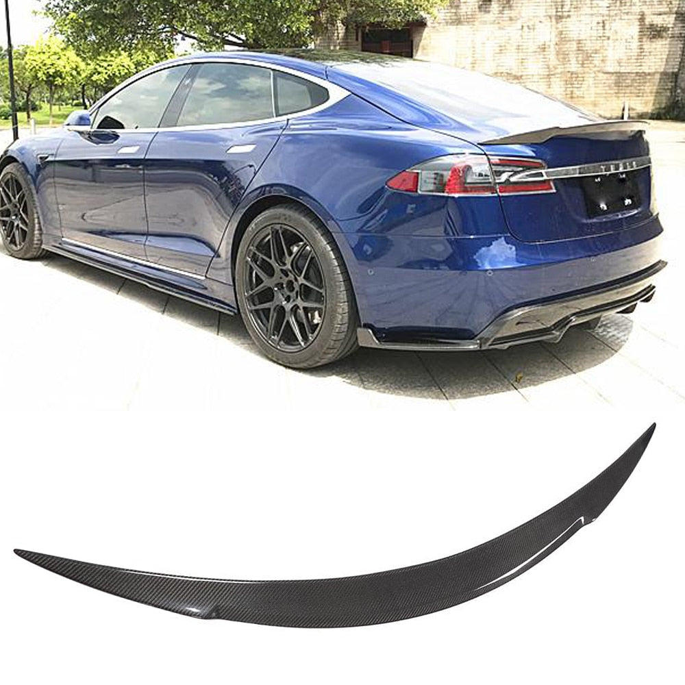 Real Carbon Fiber Rear Trunk Spoiler For Tesla Model S 2014 - 2019