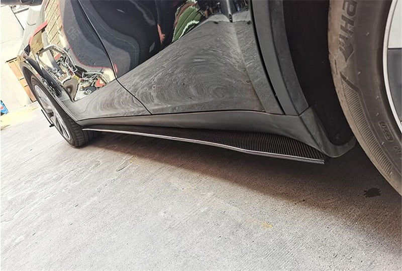 Real Gloss Carbon Fiber Side Skirt Extension Pair - Model Y