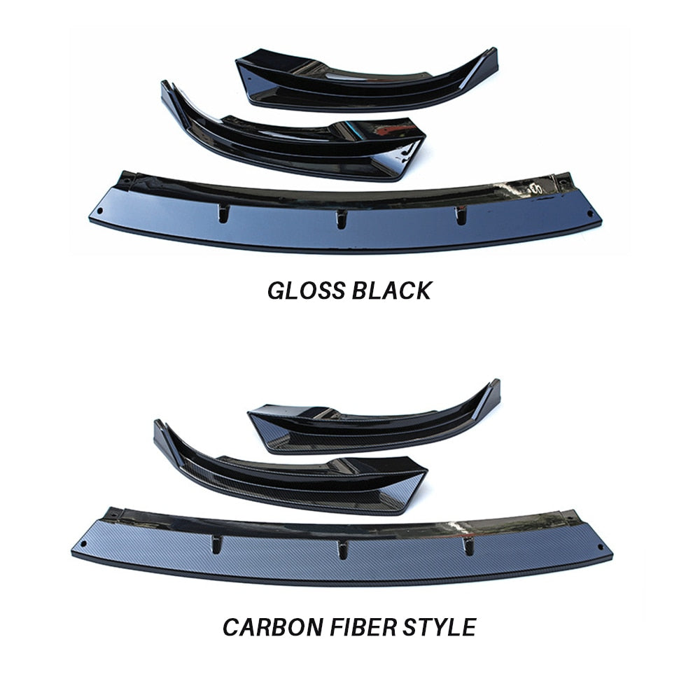 Model Y - 3 Piece Front Lip Spoiler - Gloss Black/Carbon FIber Print