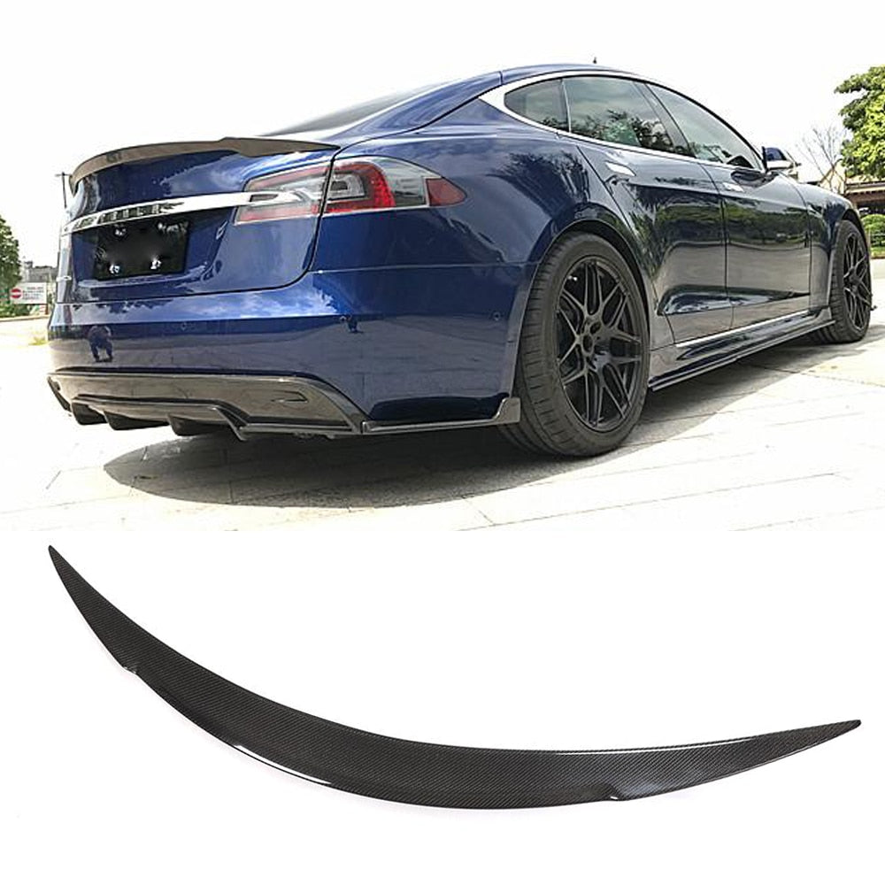 Real Carbon Fiber Rear Trunk Spoiler For Tesla Model S 2014 - 2019