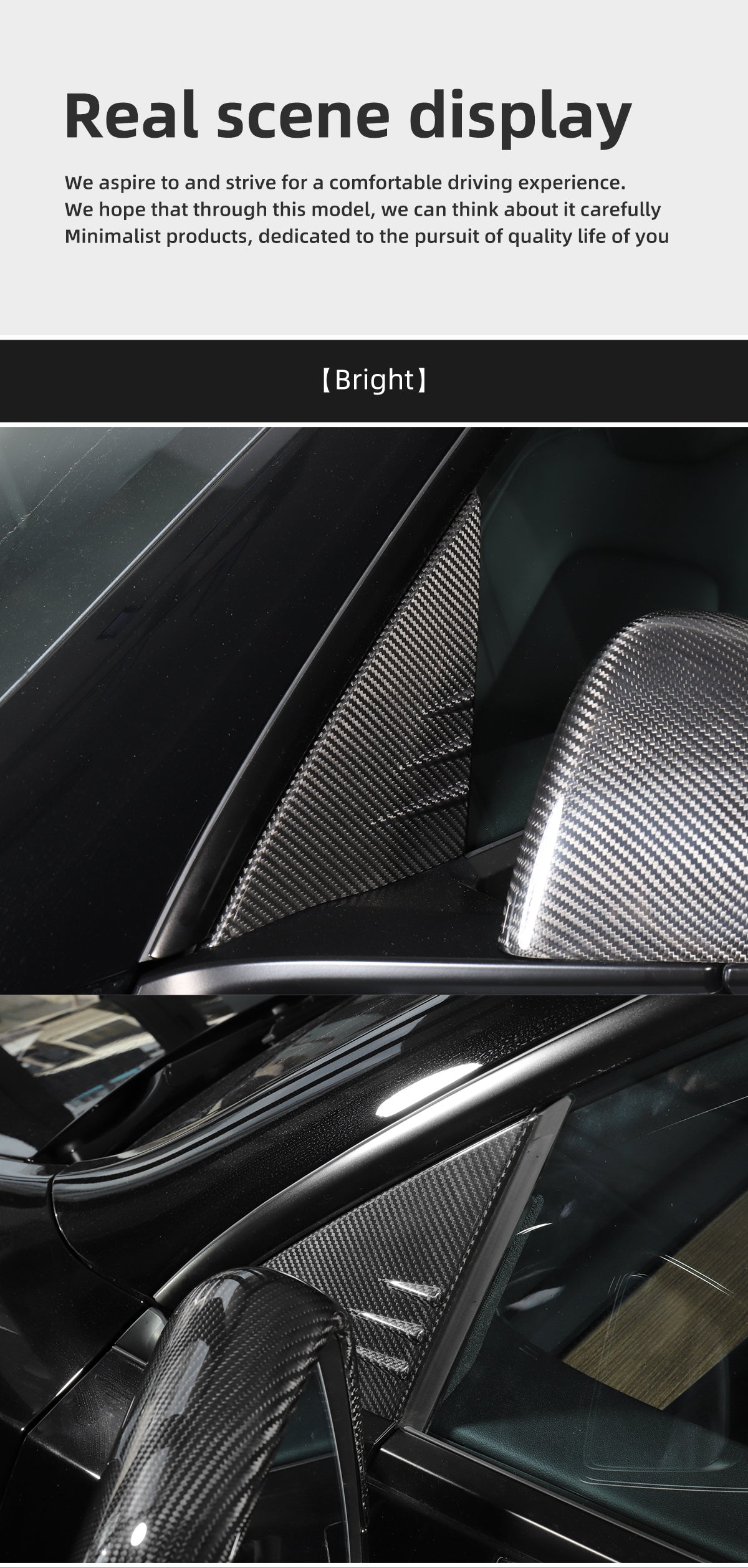 Model Y Real Carbon Fiber A-pillar Aero Cover