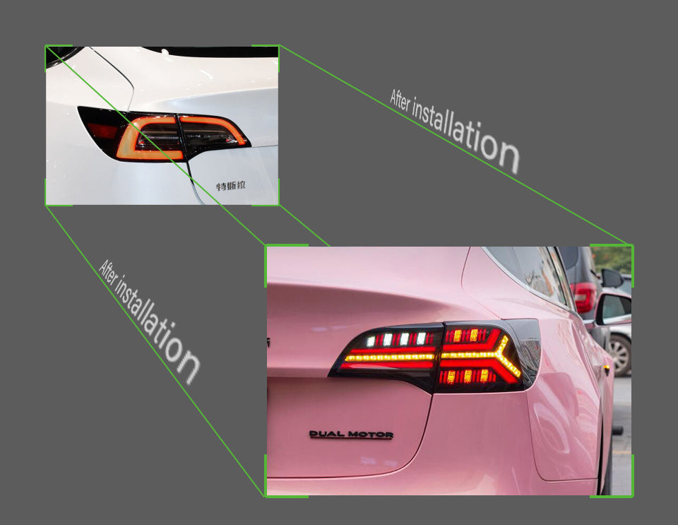 Tesla Model 3/Y LED Dynamic Tail Lights - Smoked - Audi Style