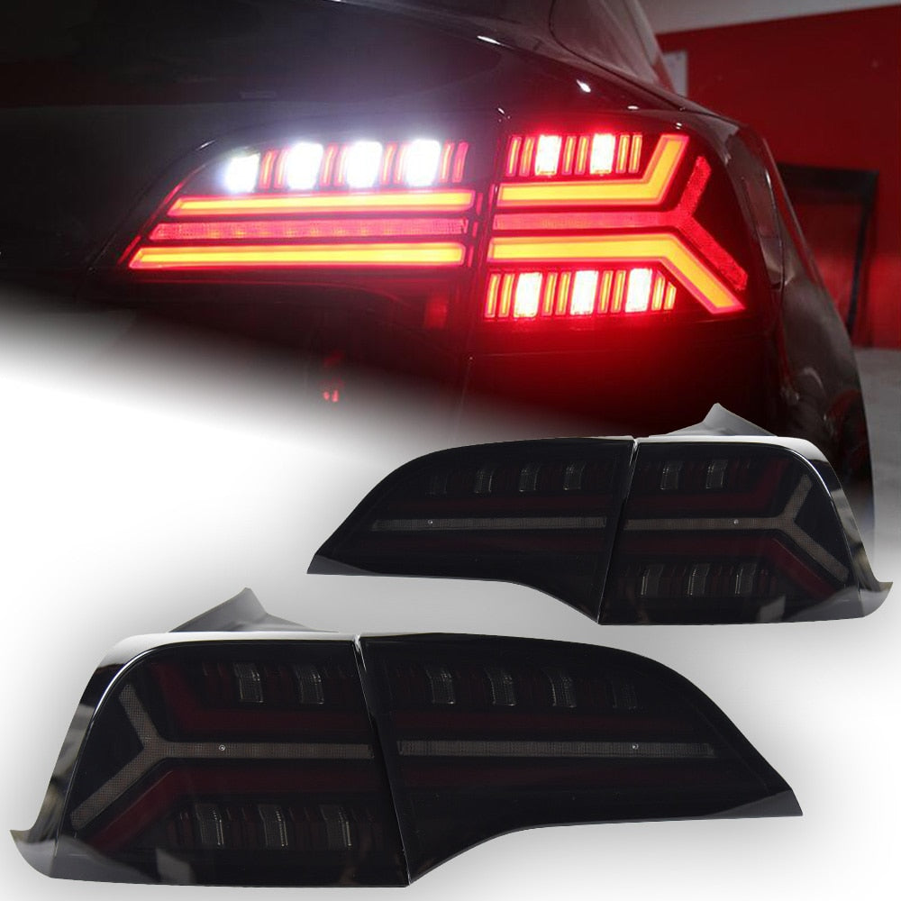 Tesla Model 3/Y LED Dynamic Tail Lights - Smoked - Audi Style