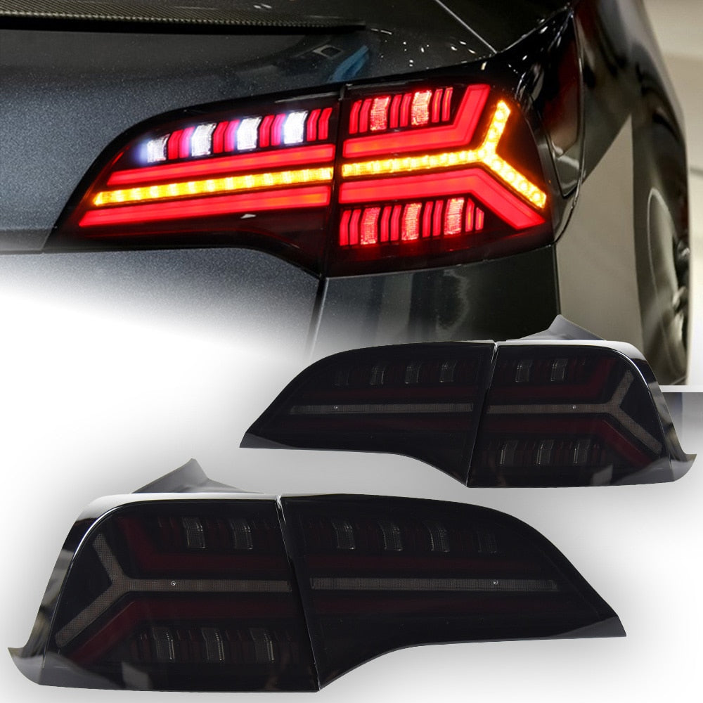 Tesla Model 3/Y LED Dynamic Tail Lights - Smoked - Audi Style