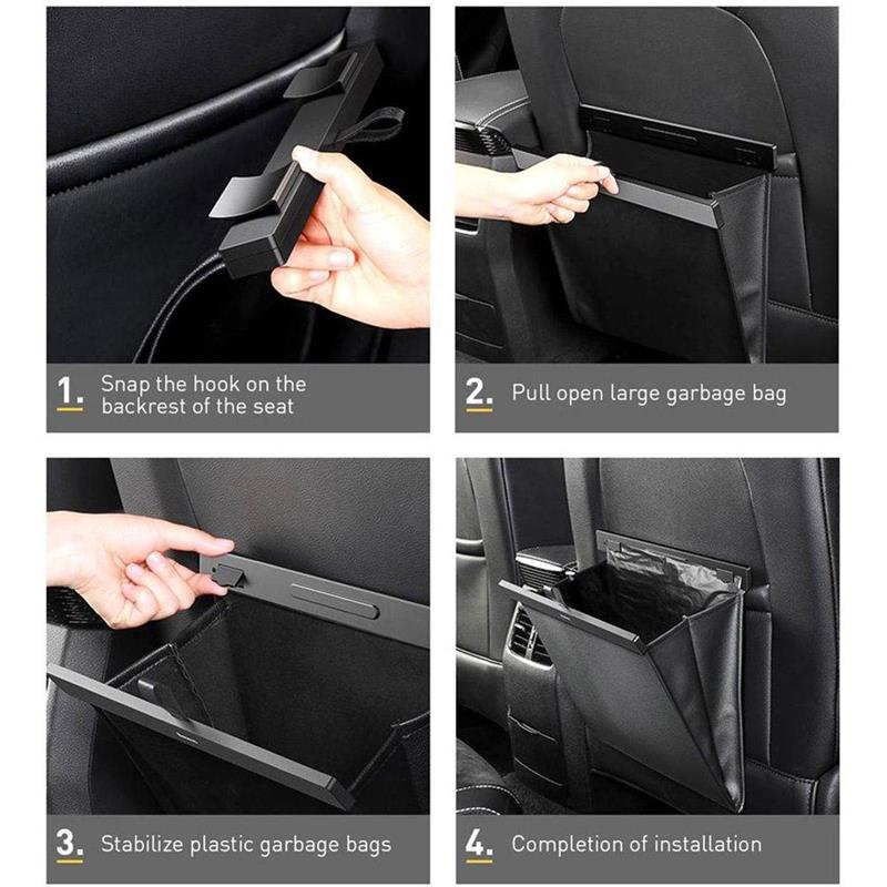 Clip on Back Seat Trash Can - Vegan Leather - Magnetic Latch