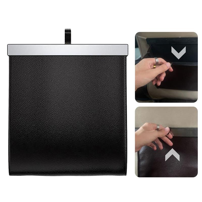 Clip on Back Seat Trash Can - Vegan Leather - Magnetic Latch